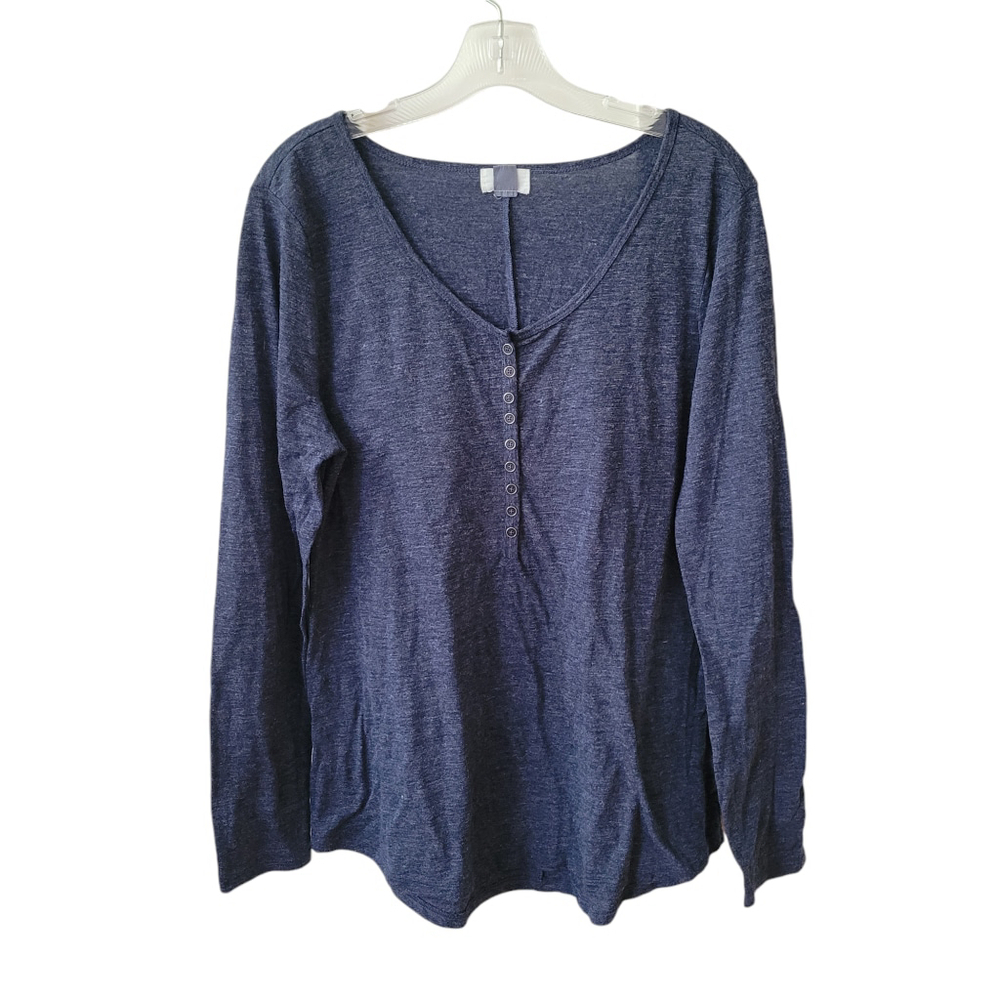 Blue Long Sleeve Henley - Old Navy